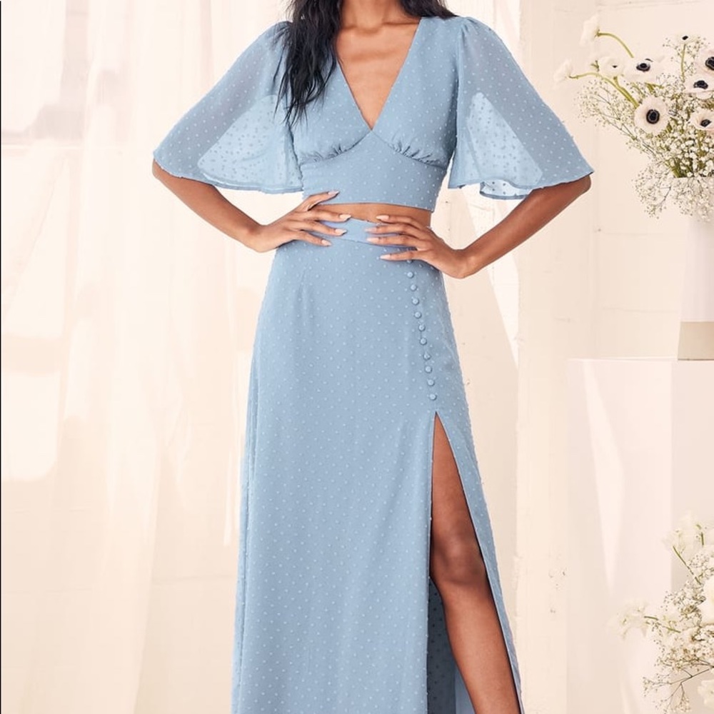 Lulus pink two-piece pink skirt set